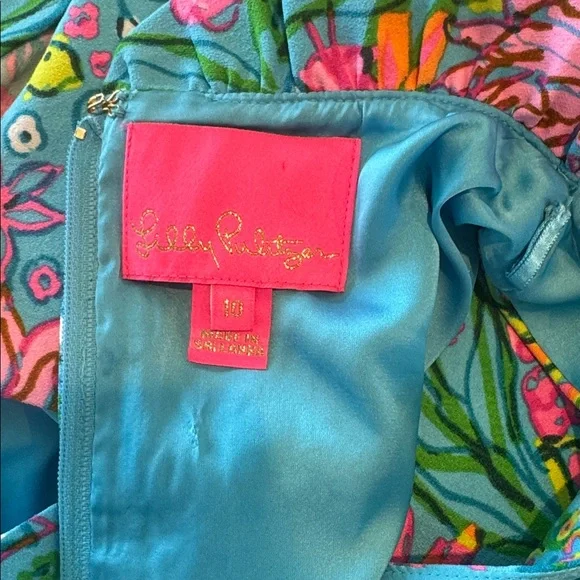 Lilly Pulitzer Adalina Romper Sea Breeze Blue Walking on Sunshine print size 10 - Picture 9 of 10
